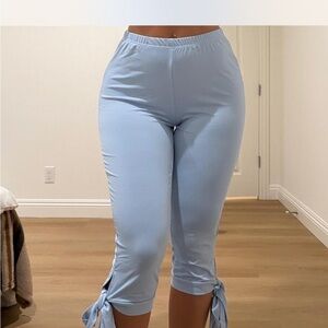Light Blue Women's Tie Hem Pants